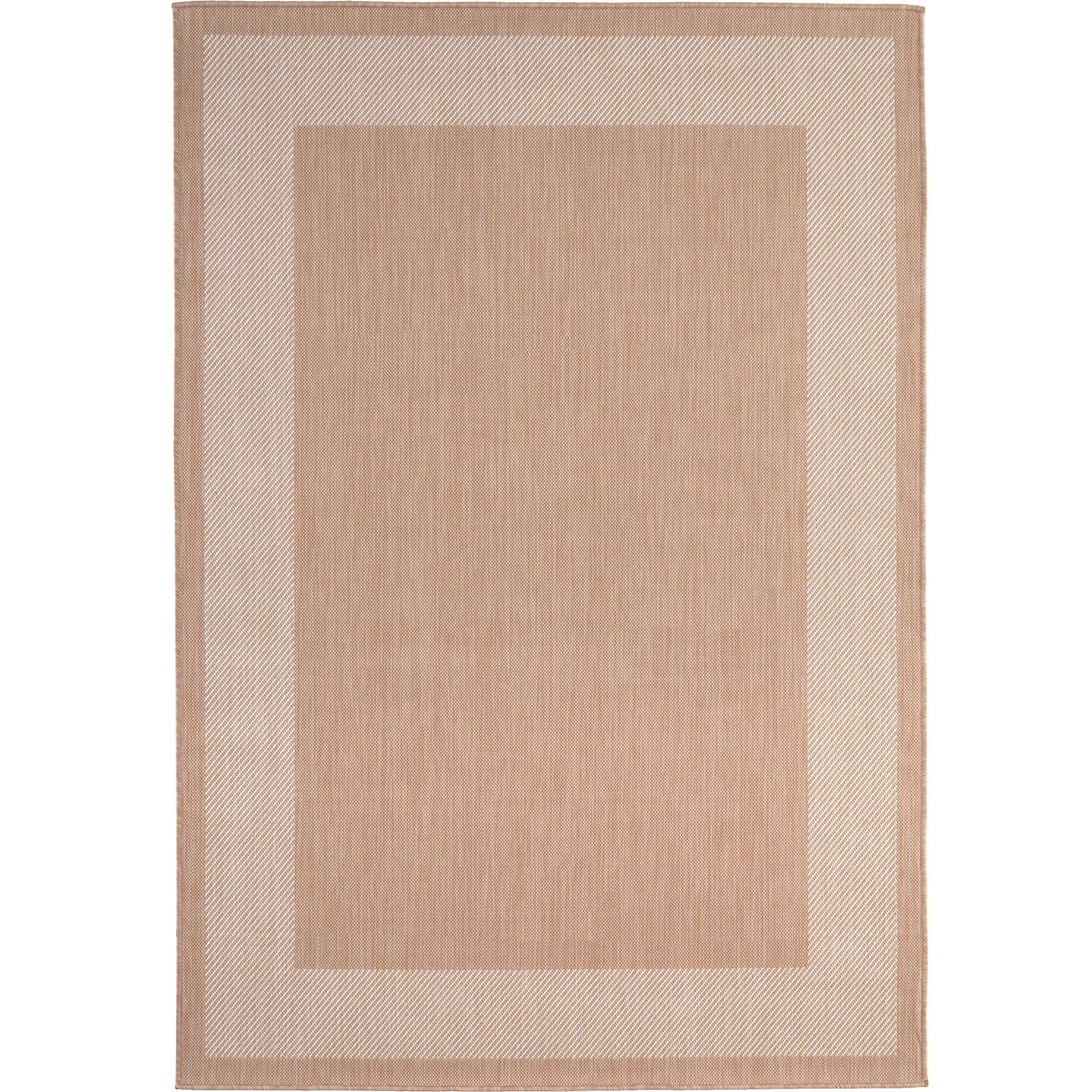 THE RUGS BORDERED BEIGE OUTDOOR & INDOOR RUG DURABLE WEATHER-PROOF WASHABLE | GARDEN PATIO GARAGE KITCHEN | SMALL, 80X150 CM โ image 1