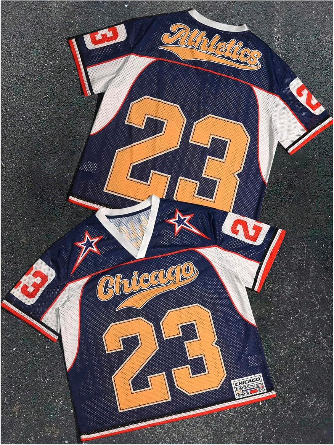 SHENHE Men's Y2k Jersey Shirt Colorblock Mesh V Neck Graphic Tshirt Cool Streetwear Summer Tops - Image 5