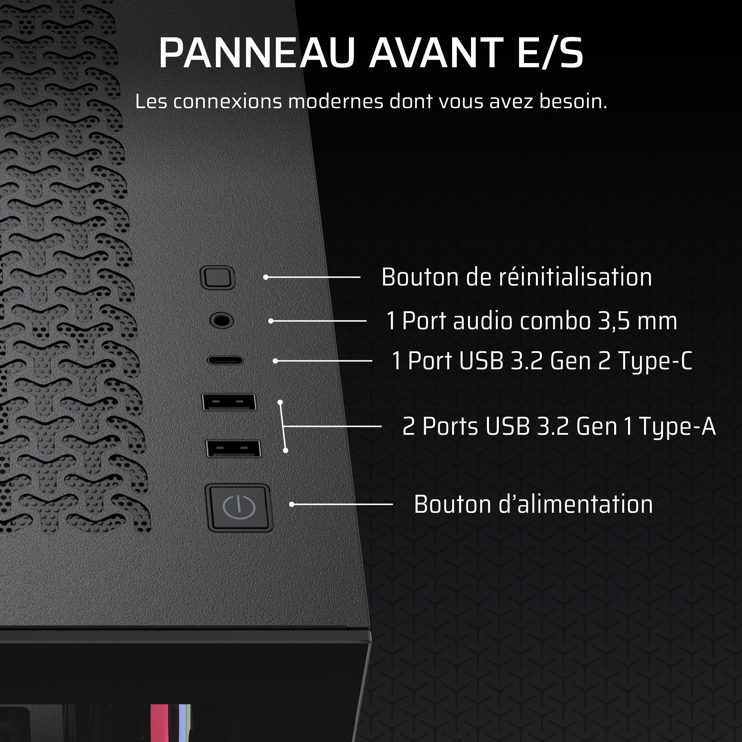 CORSAIR 3500X LX-R RGB Boîtier PC Mi-Tour avec Vitre Panoramique – 3 Ventilateurs RGB LX120-R Préinstallés, Comprend System Hub, Peut Accueillir Jusqu'à 10 Ventilateurs de 120 mm – Noir