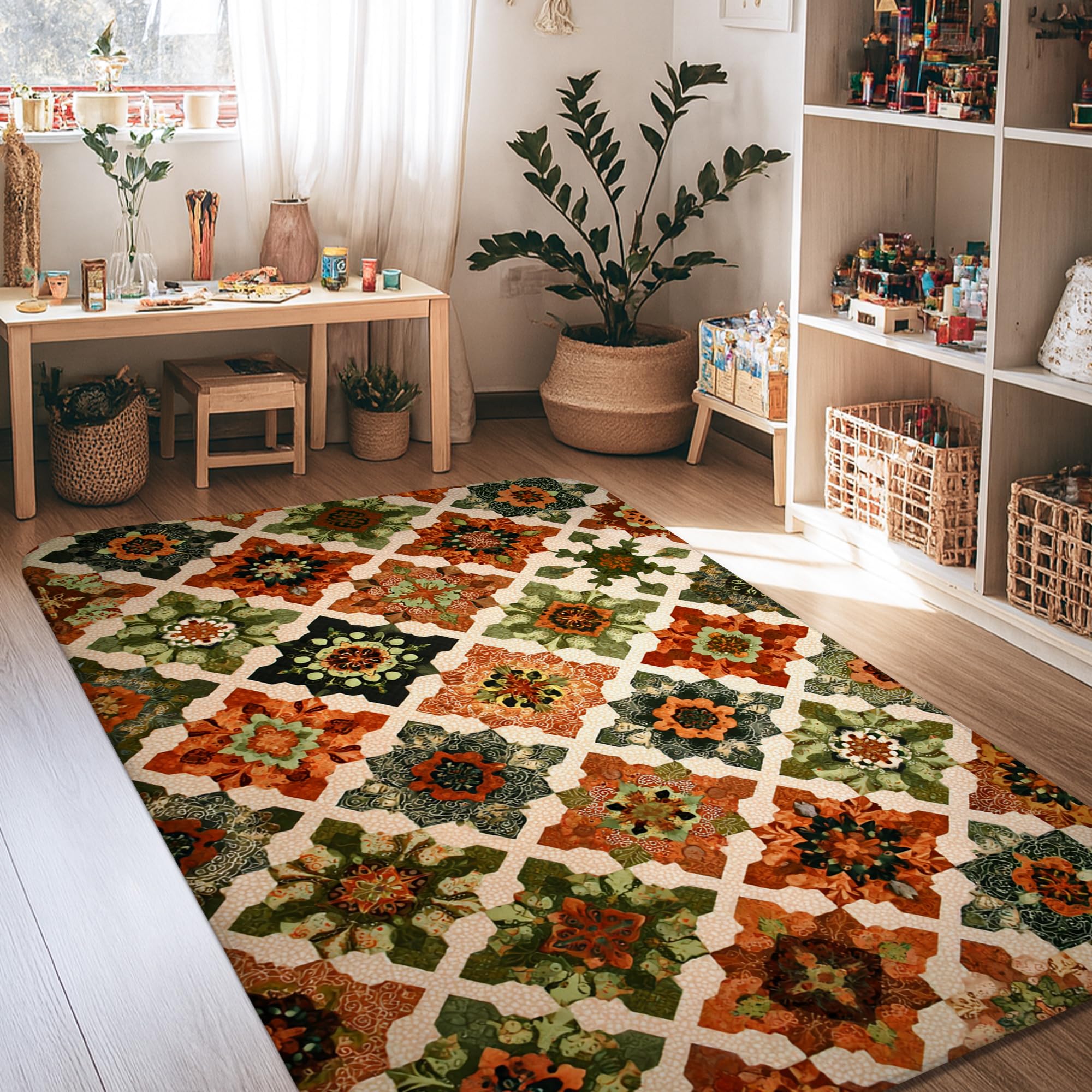 Tapis rectangulaire 1,2 x 1,8 m pour décoration chambre et salon