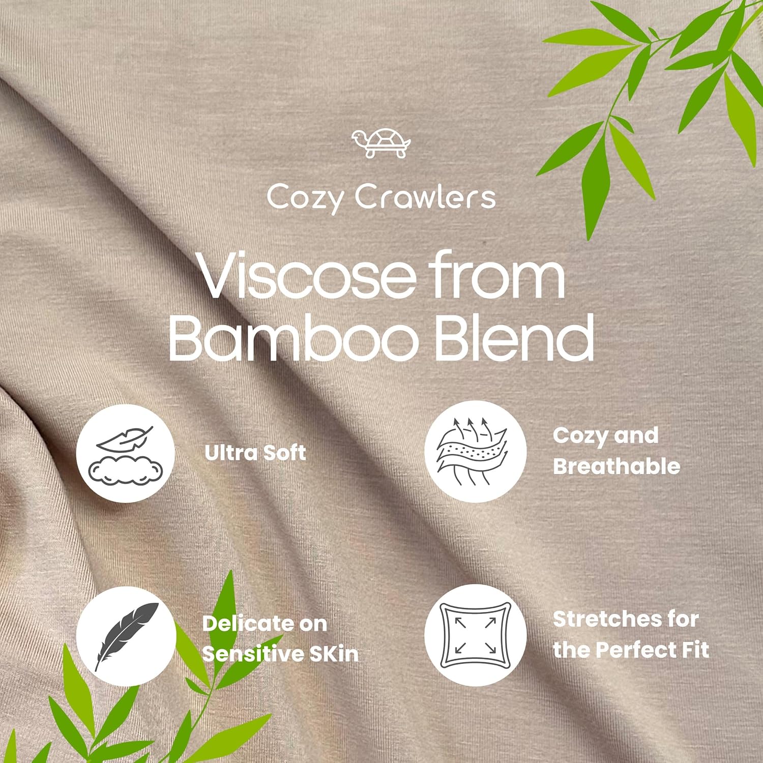 Stretchy Viscose from Bamboo Baby Onesie, 2-Way Zipper Pajamas with Fold-Over Cuffs for Infant & Toddlers - Image 3