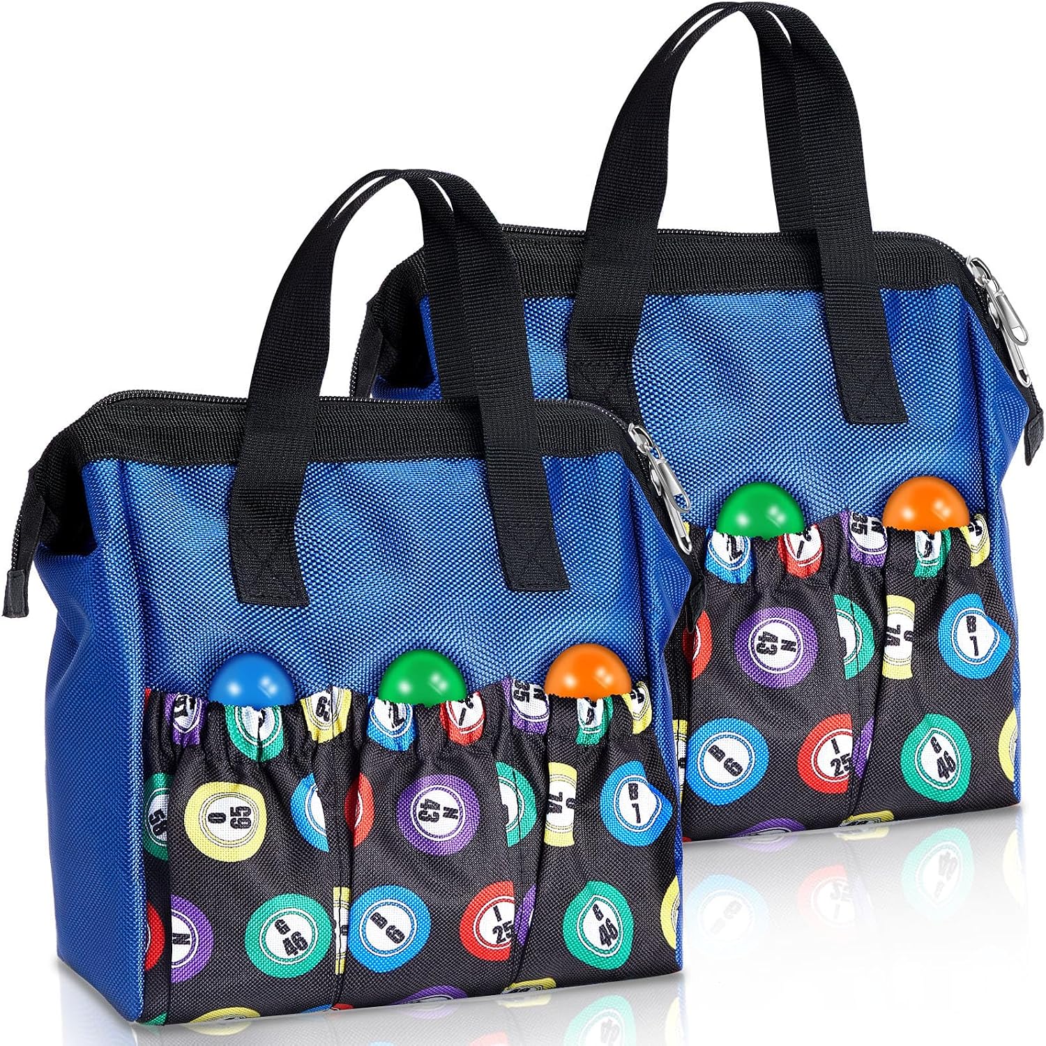 2 Pcs Bingo Dauber Tote Bag Handle and Zipper Bingo Bag with 6 External Pockets and 3 Internal Pockets