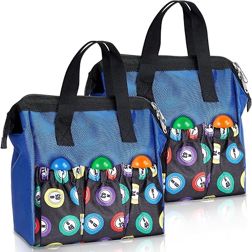 Sweetude Bolsa de bingo Dauber de 2 piezas, bolsa de bingo con asa y cremallera, con 6 bolsillos externos y 3 bolsillos internos para salir