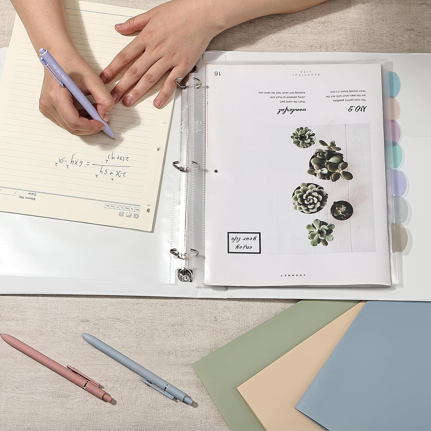 Mr. Pen- Clear Sheet Protectors with Tabs, 8 Tabs, 32 Sets, Clear Plastic Dividers for 3 Ring Binder, Insertable Index Page Divider Multicolor Tabs Bulk