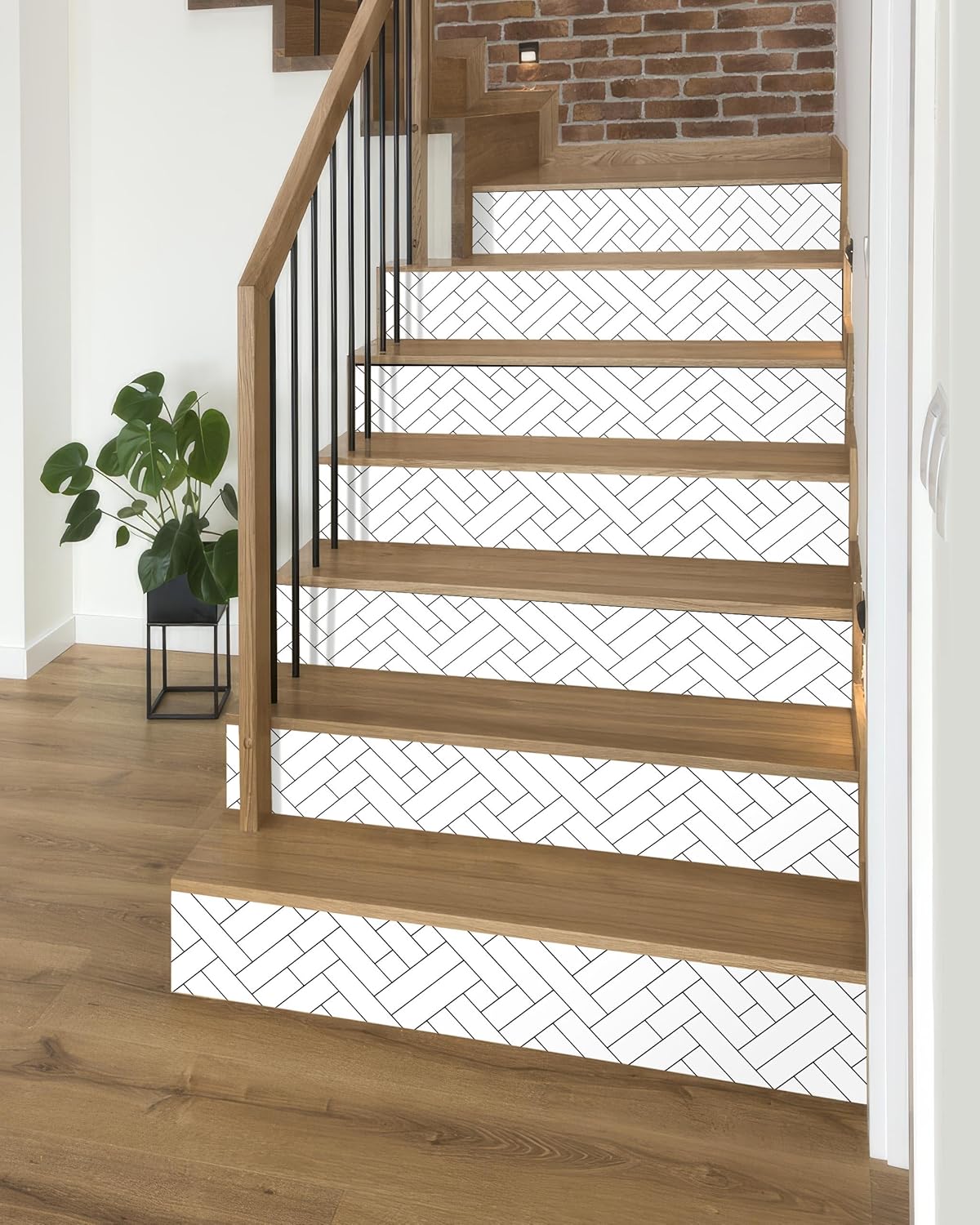 FLFK Stair Riser Decals - Black Lines Stair Stickers Murals Peel and Stick Self-Adhesive for Home Decor, 39.3" W x 7.08" H x 13Pcs