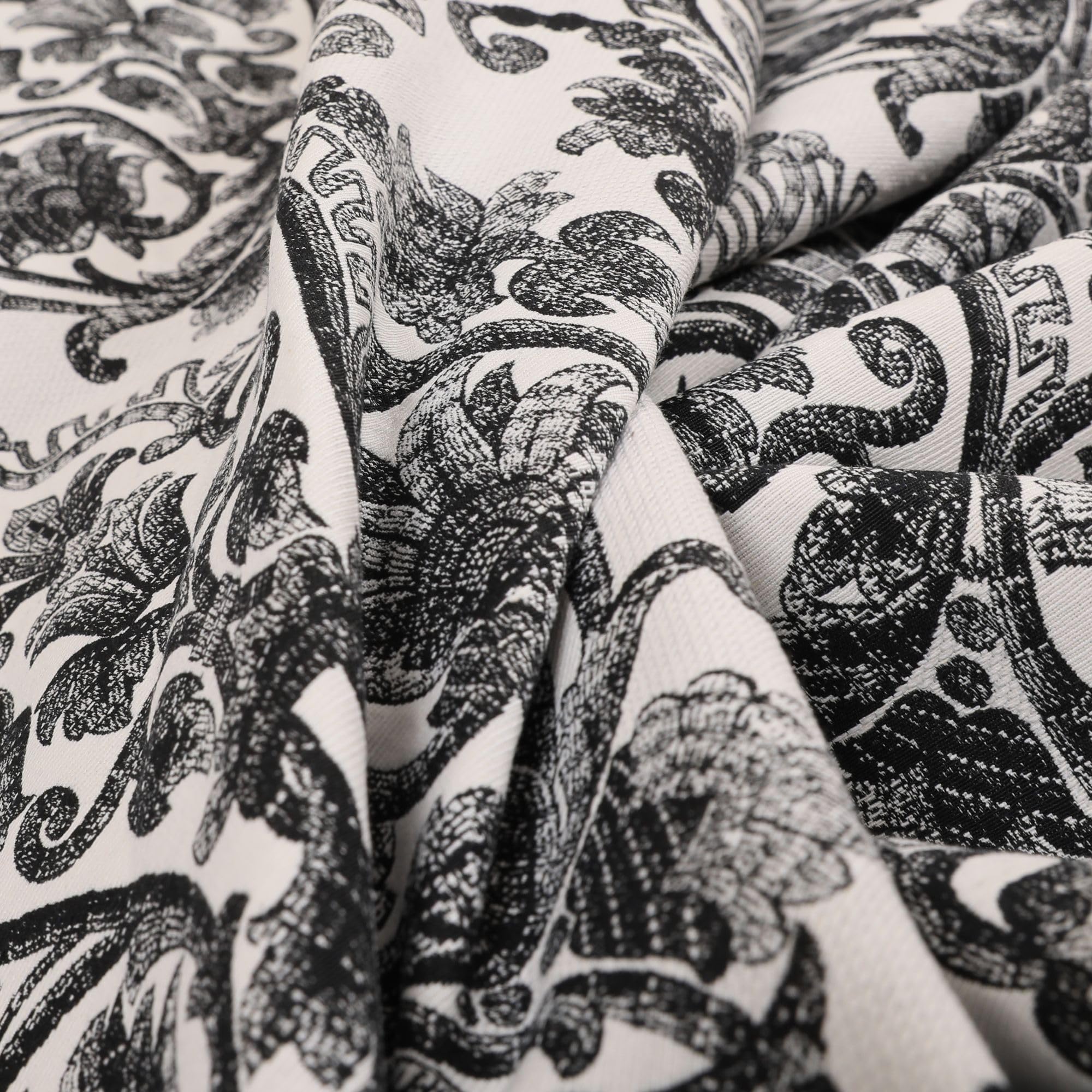 Redbrick Mill Fabrics Black Quality Upholstery Furnishing Fabric Flat Weave In Damask Large Pattern, 135Cm Width (Per Metre)