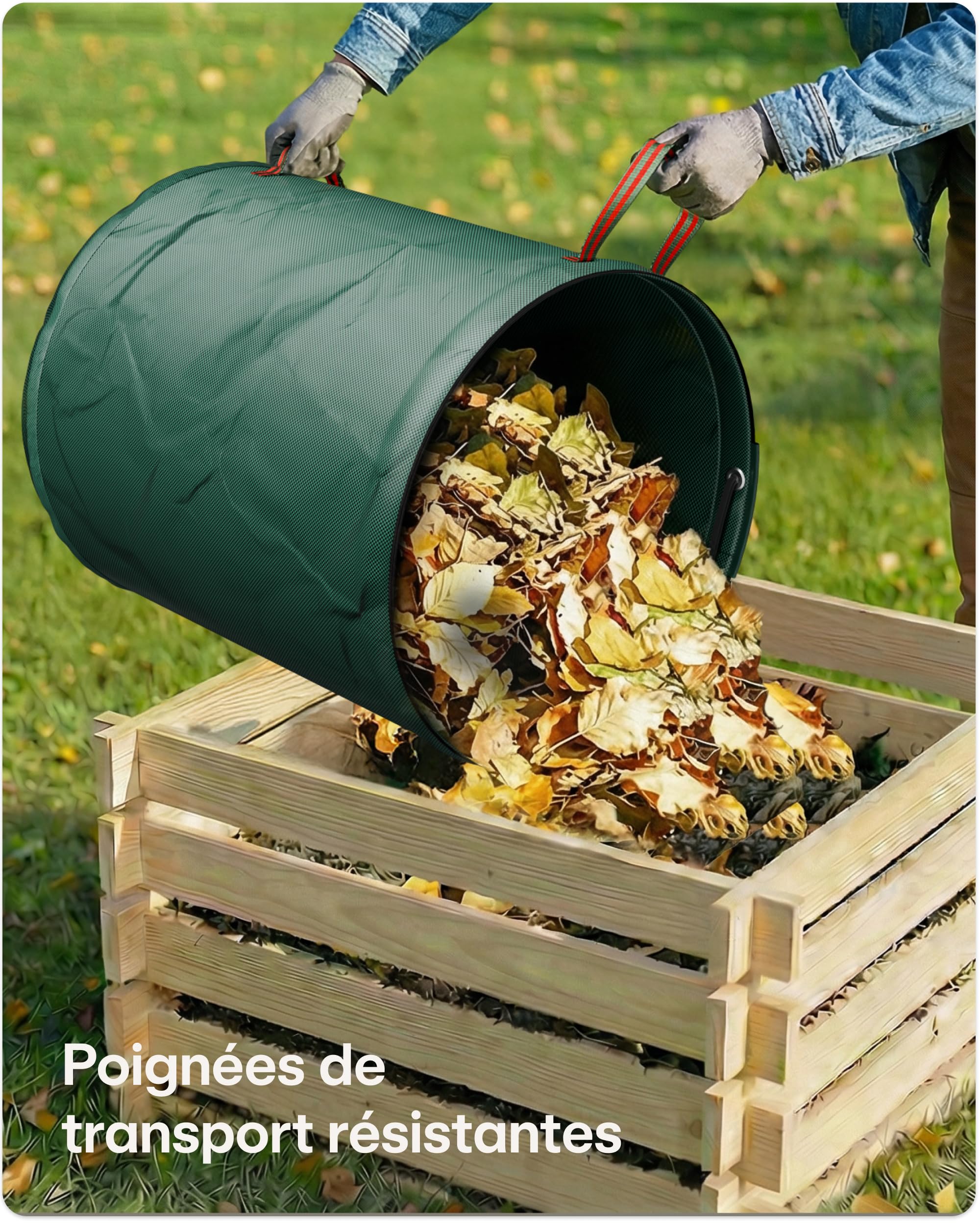 Praknu 3x Sac Dechets Verts Resistant 300L - Sac Jardinage Dechets avec 4 Poignées Résistantes - Stable - Pliable - Réutilisable - Polypropylène Robuste
