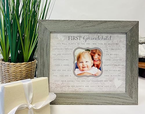 Miniatura 6 de Juego de regalo para el primer nieto para los nuevos abuelos, libro de alardea/álbum de fotos y marco de fotos para primer nieto con sentimiento