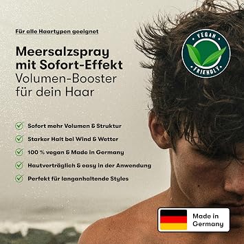 OC HAIRCARE Sea Salt Spray - 200 ml Sea Salt Spray for Hair - 30 Days Risk-free Test - Volume Booster for a Fuller Hair Feel with Strong Hold - 100% Vegan & Made in Germany