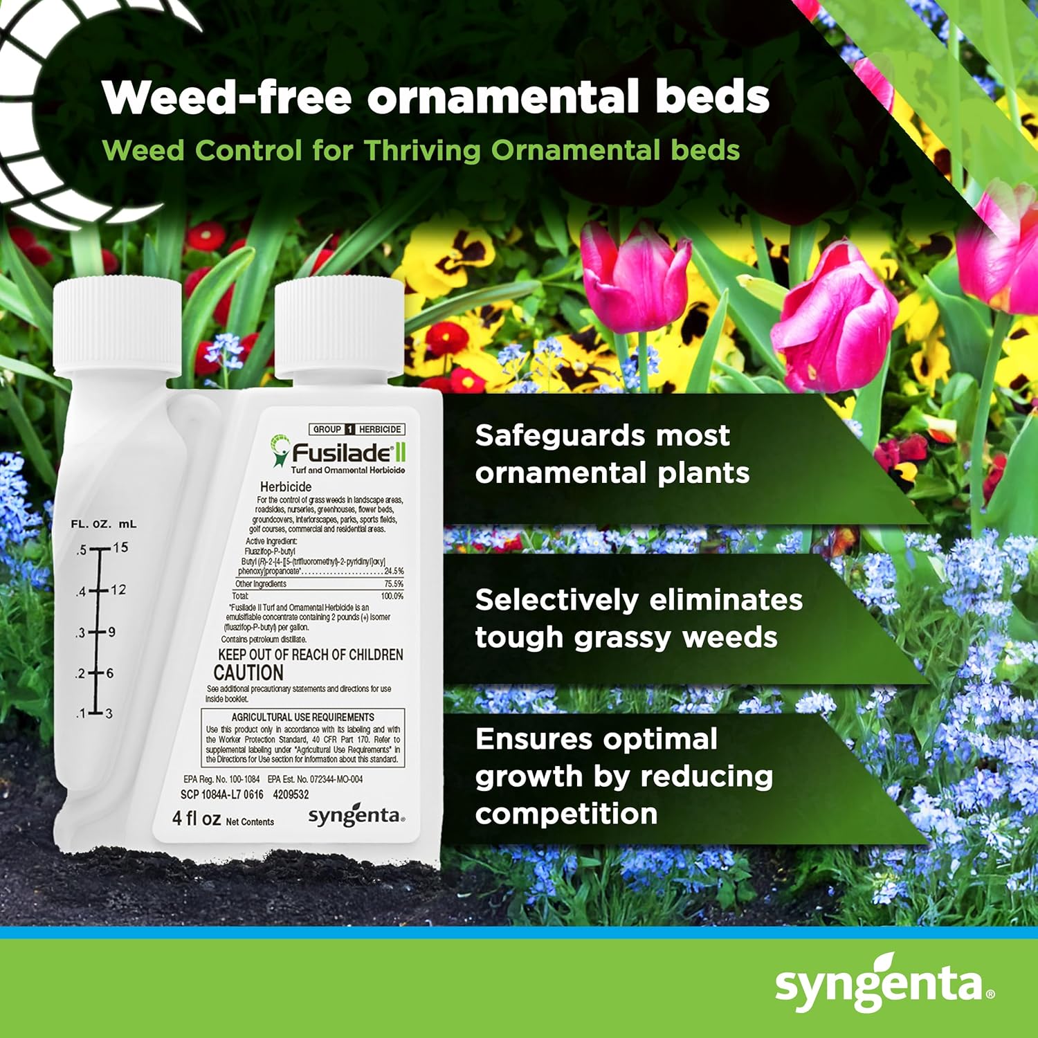 Syngenta Fusilade II Herbicide - Grass Weed Killer Spray for Selective Control in Turf & Landscapes, Safe on Ornamentals, Fast Acting Weed Control for Nurseries & Sports Fields - 4 oz