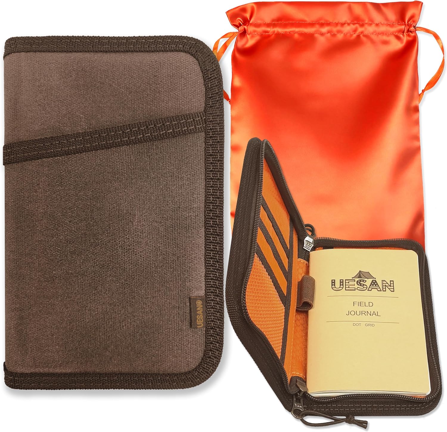 Waxed Canvas Cover for Pocket Notebooks & Journals, Personal Organizers with Zipper & Pen Holder, Water Resistant Notebook Wallet for 3.5" x 5.5" Mini Field Journal