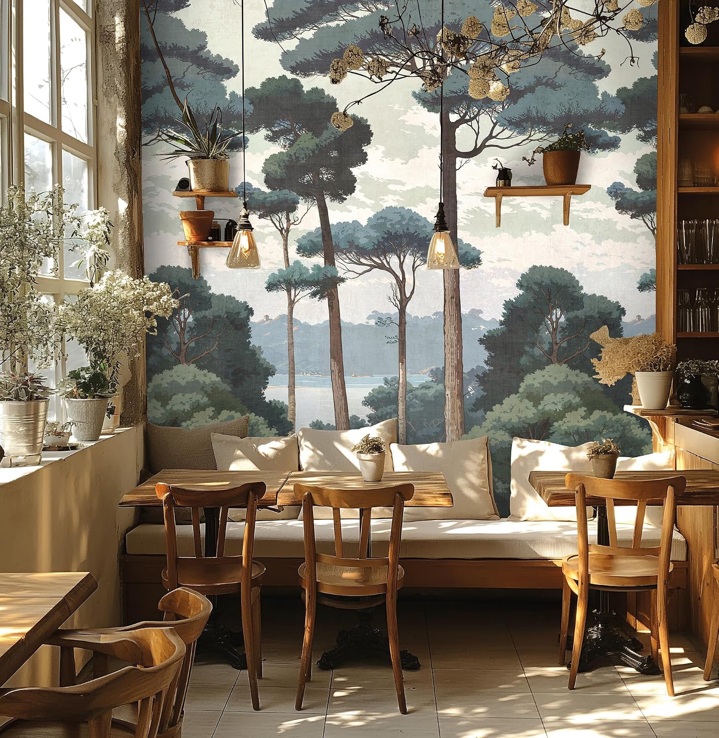 Livingwalls Hot Spots 790156 Photo Wallpaper Forest 1.59 m x 2.80 m Brown Cream Green Wallpaper Nature