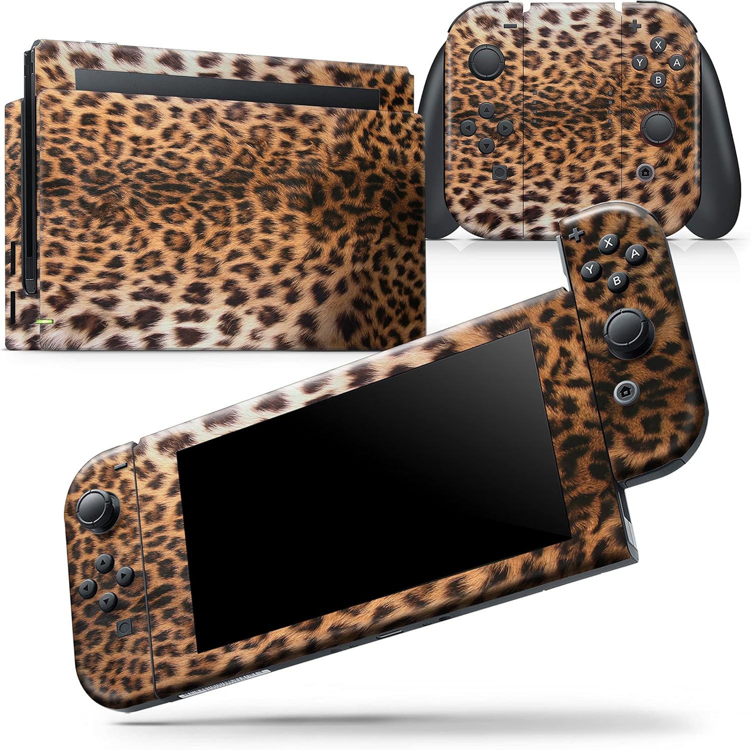 Design Skinz - Compatible with Nintendo Switch OLED Console + Joy-Con - Skin Decal Protective Scratch-Resistant Removable Vinyl Wrap Cover - Mirrored Leopard Hide