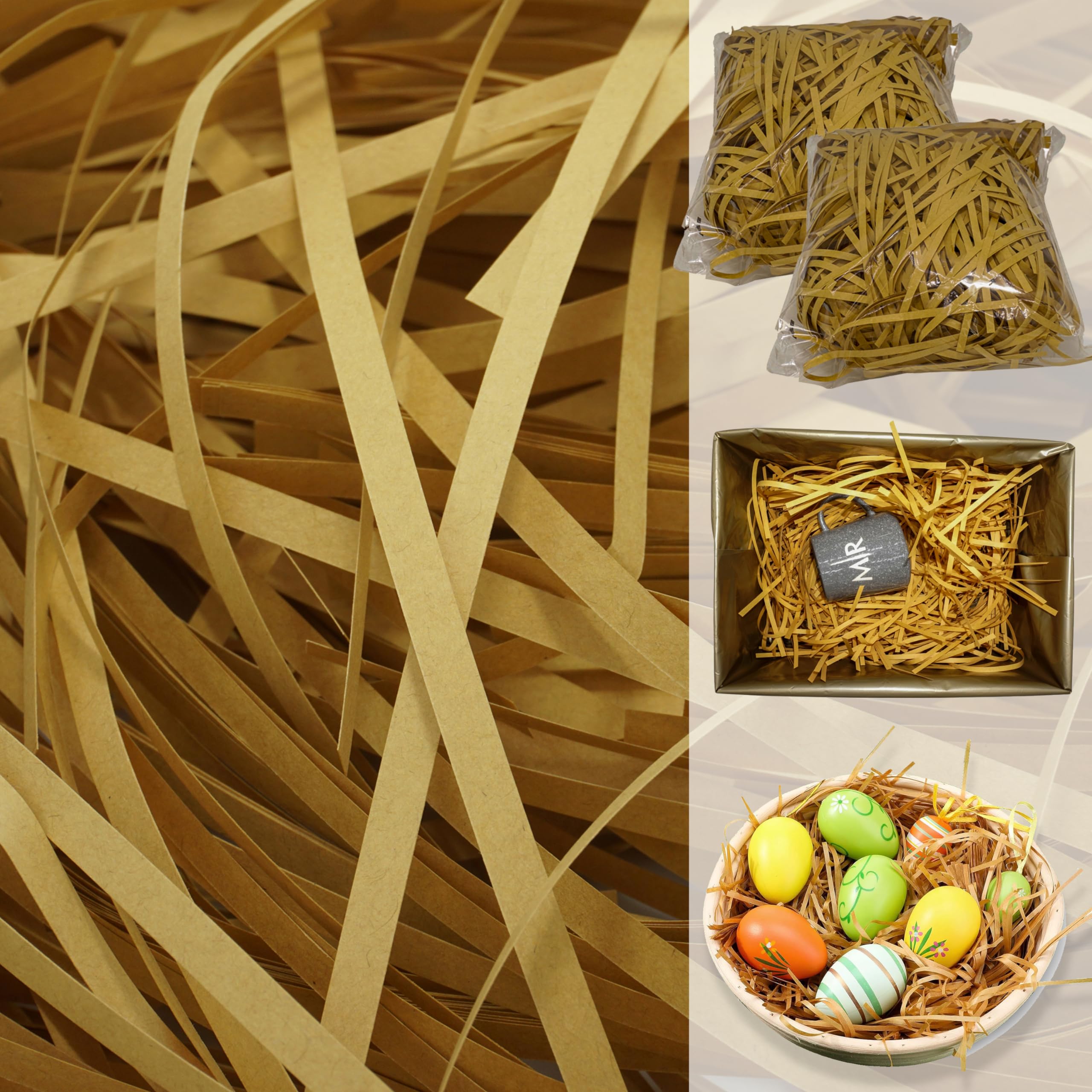 2Pk Brown Shredded Paper for Packaging Crafting Hamper Shred - 100g Crinkle Paper for Gift Box | Recyclable Raffia Paper for Bonnet Basket Decorations