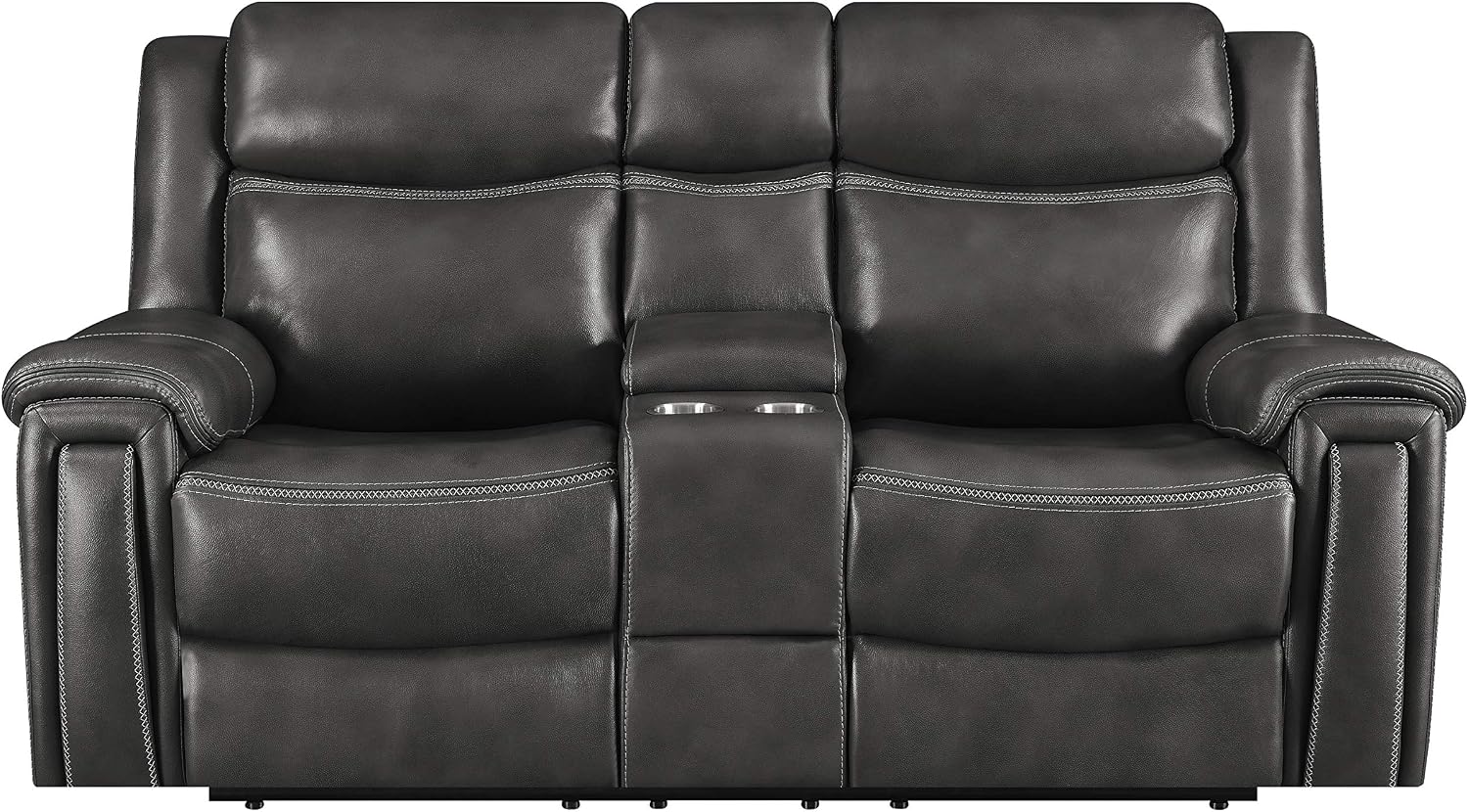 Coaster Furniture Shallowford Upholstered Reclining Power Headrest Loveseat with Console Hand Rubbed Charcoal Love Seats 609322PP