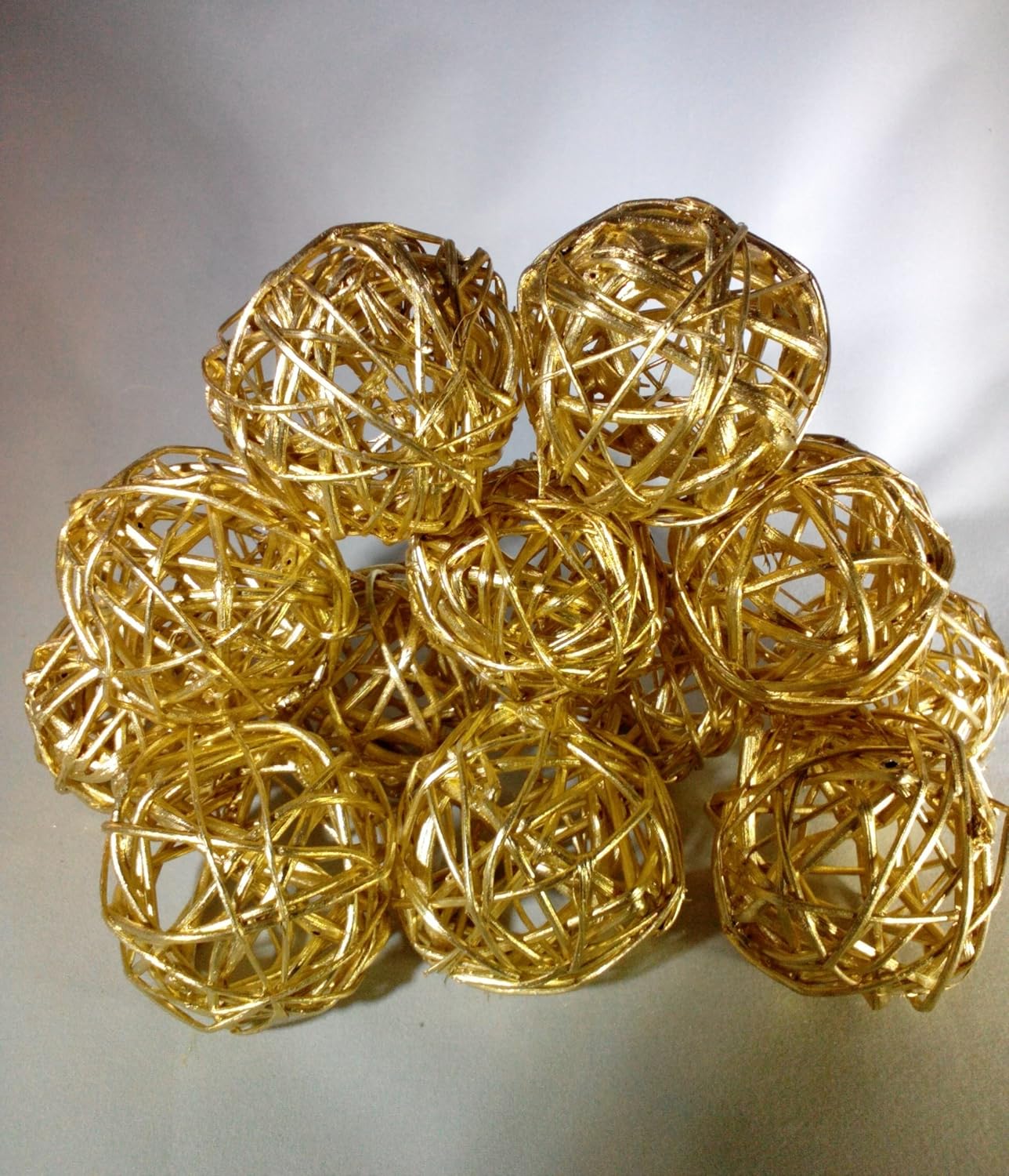 Decorative Spheres (Gold) Rattan Vase Filler Christmas