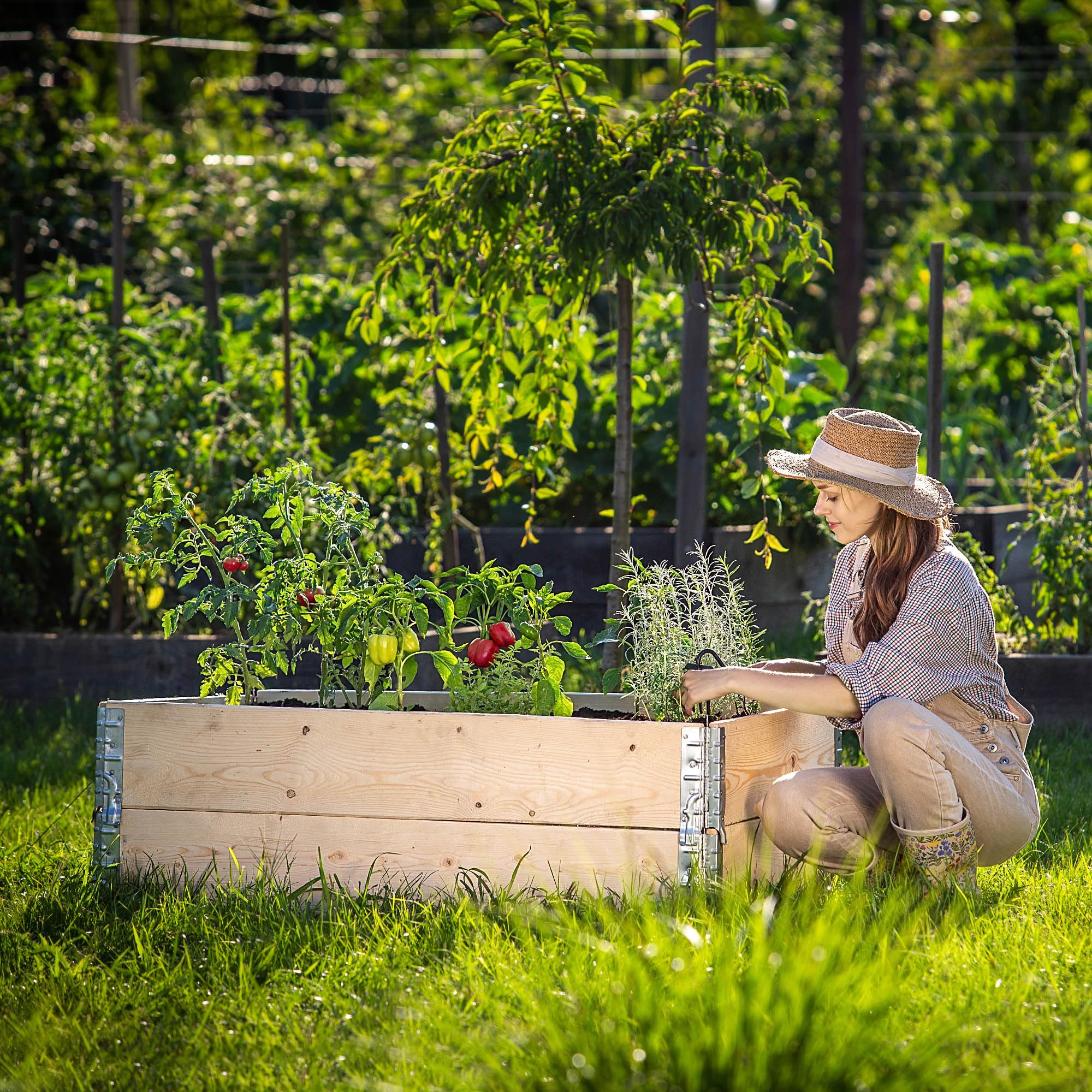 KADAX Houten palletframe, stapelbaar houten frame, bevestigingsframe voor tuin, frame voor verhoogd tuinbed, plantenbak, tuinbed, groentebed, kruidenbed (set van 2, 120 x 80 x 22,5 cm