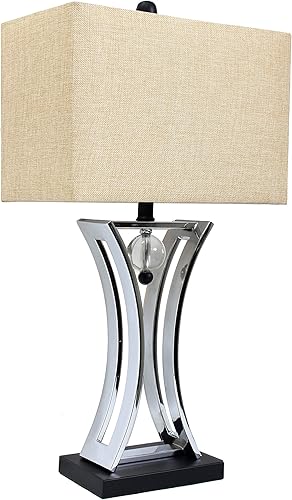 Elegant Designs LT2001-CHR Lámpara de mesa con forma de reloj de arena para sala de conferencias con base negra, acabado cromado cepillado Elegant Designs LT2001-CHR Lámpara de mesa con forma de reloj de arena para sala de conferencias con base negra, acabado cromado cepillado