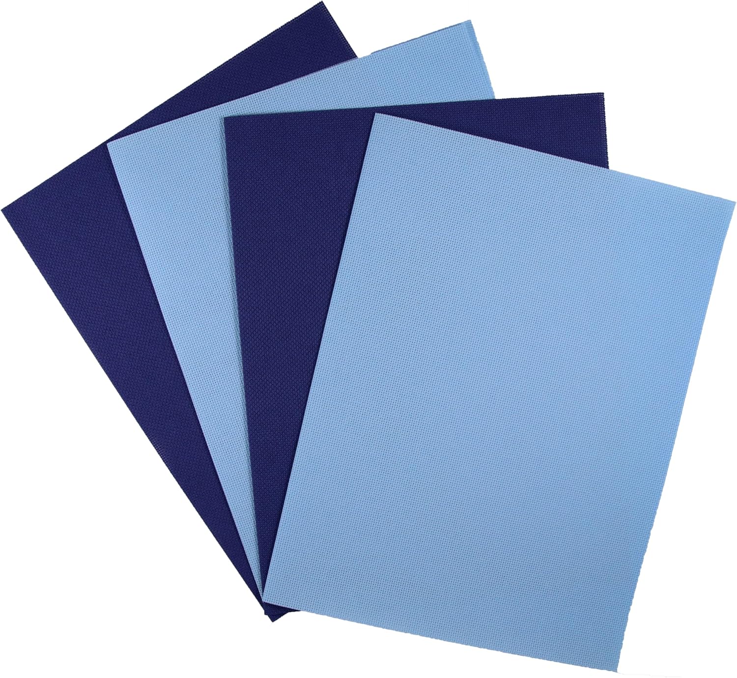 KCS 4/6 pc of 12" x 18" 18CT Counted Cotton Aida Cloth Cross Stitch Fabric (4 pc, Light Blue+Royal Blue)