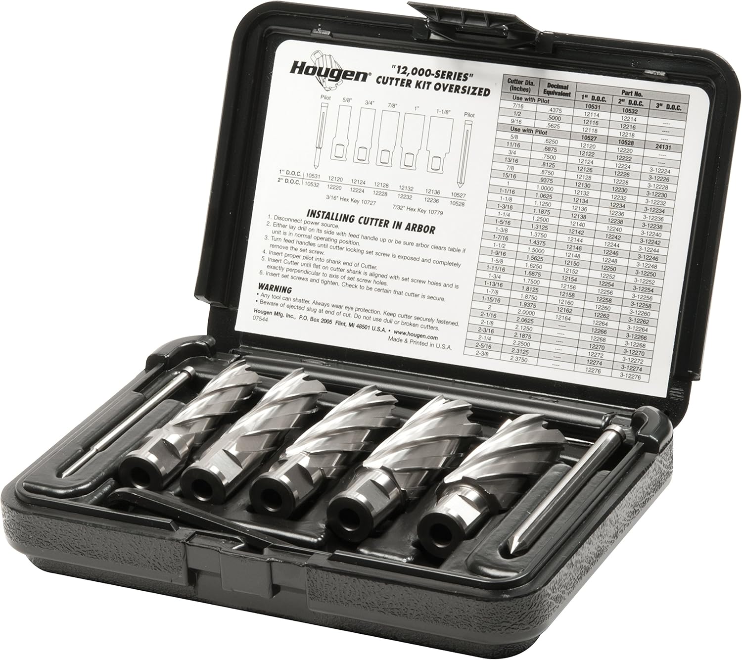 Hougen 12006 Rotabroach Magnetic Drill Cutter Kit 12,000 Series 2-Inch D.O.C. - 5/8", 3/4", 7/8", 1", 1-1/8"