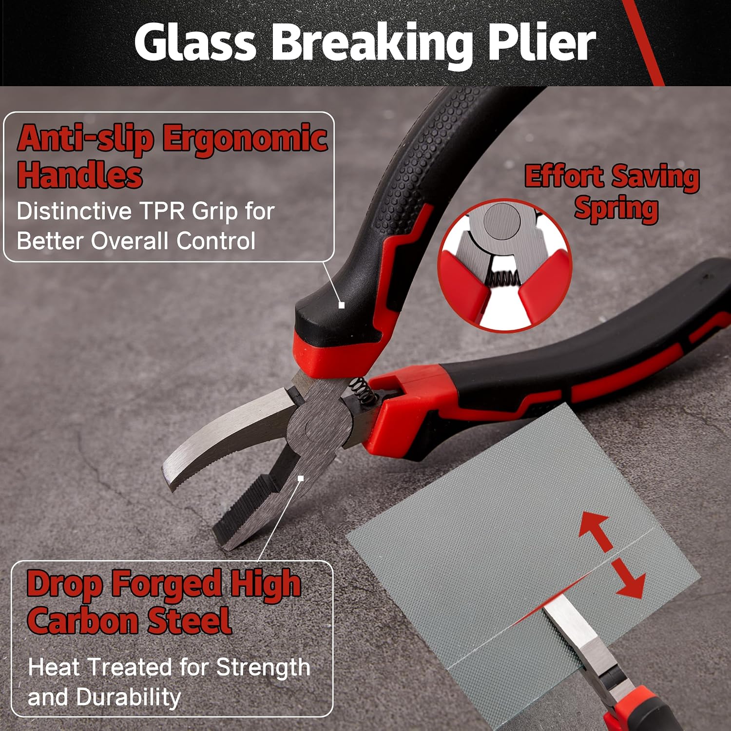 Glass Cutting Kit,8"Tile Nippers,8"Glass Running Pliers with Curved Jaws,6"Breaker Grozer Pliers,Glass Cutters Tools for 2-20MM Glass,Mosaic,Mirror