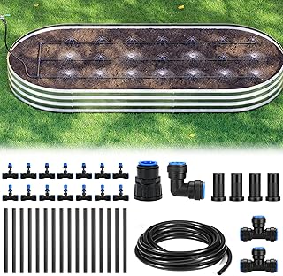 HIRALIY Raised Bed Drip Irrigation Kit Medium, DIY Garden Grid Watering ...