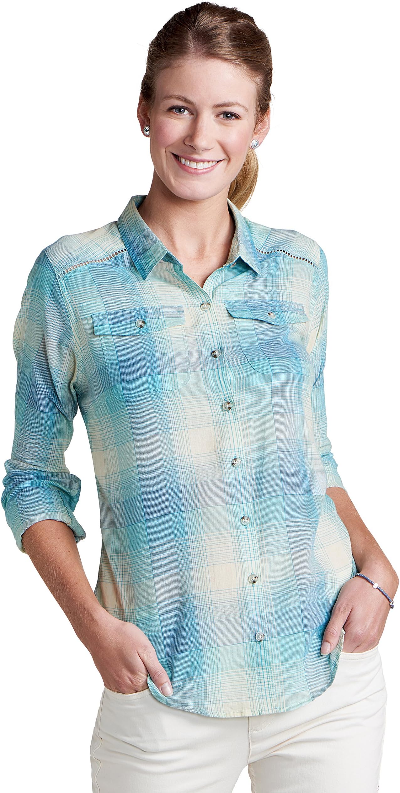 Toad&Co Airbrush LS Deco Shirt, Aquifer, S