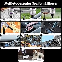 Vista 9 de 4-in-1 Handheld Cordless Car Vacuum Cleaner, 84000 RPM High Power Air Blower, inflator deflator & Mini Car Vacuum Cleaner for Home, Office &