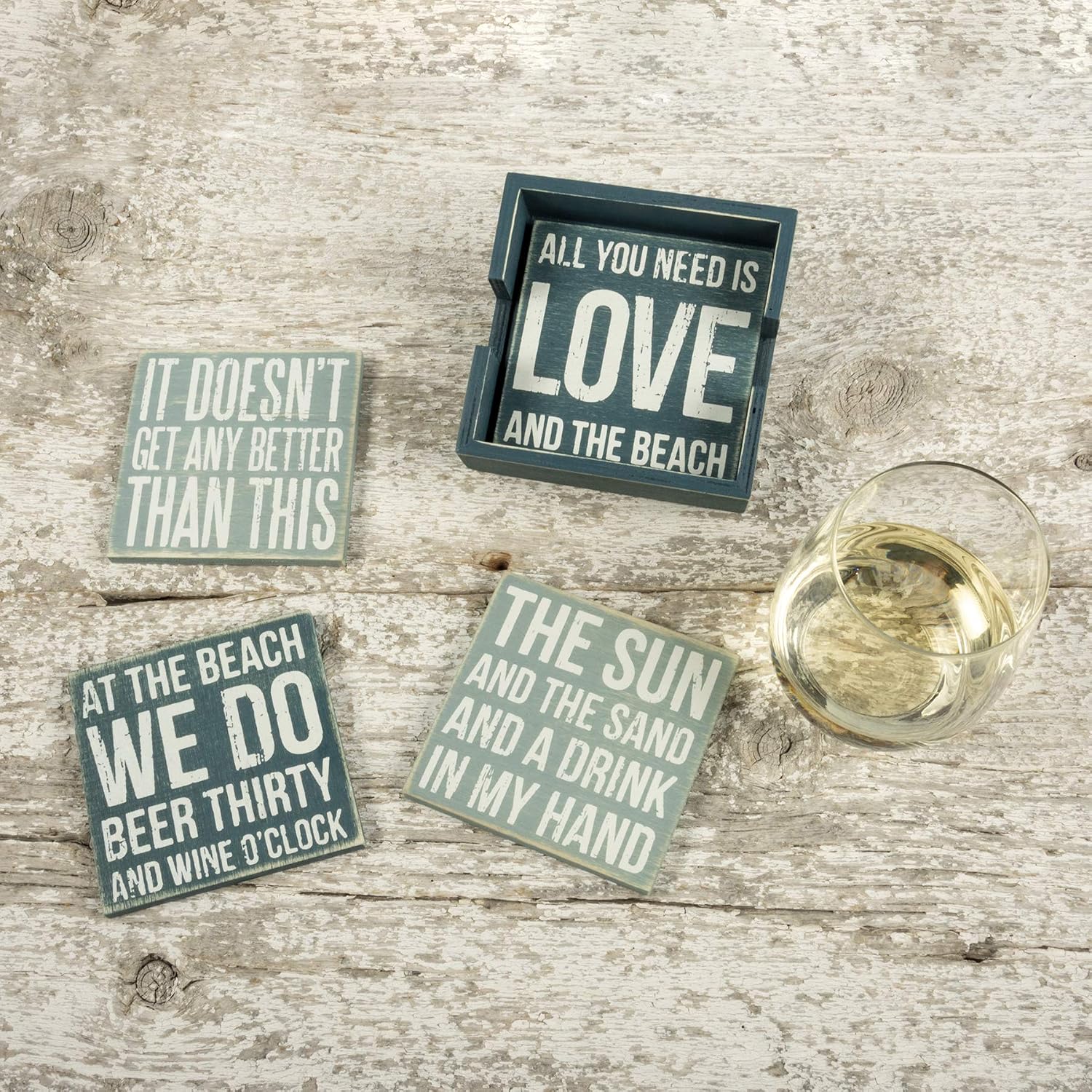 Best Promo Primitives By Kathy Square Drink Coaster Set, 4, Beach Black Friday - 80% OFF Primitives By Kathy Square Drink Coaster Set, 4, Beach