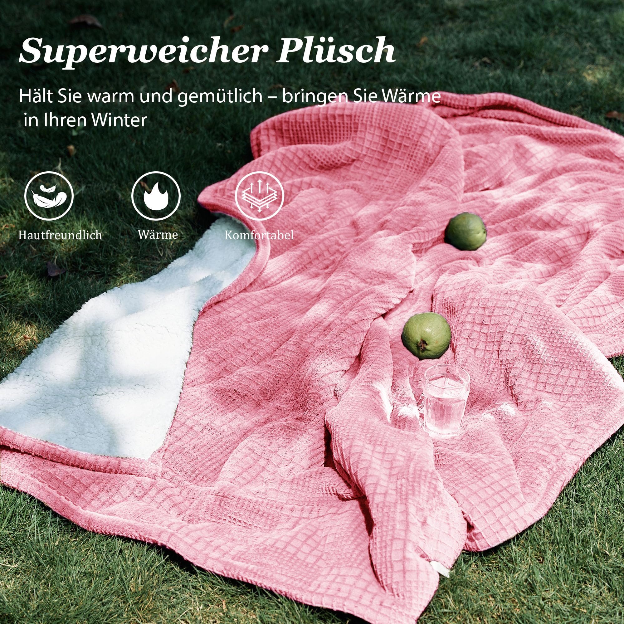Texciting heizdecke 130X160 cm-Wärmedecke heizdecke mit 9 Heizstufen-10 Stunden Auto Off Überhitzungsschutz Maschinenwaschbar (Rosa)