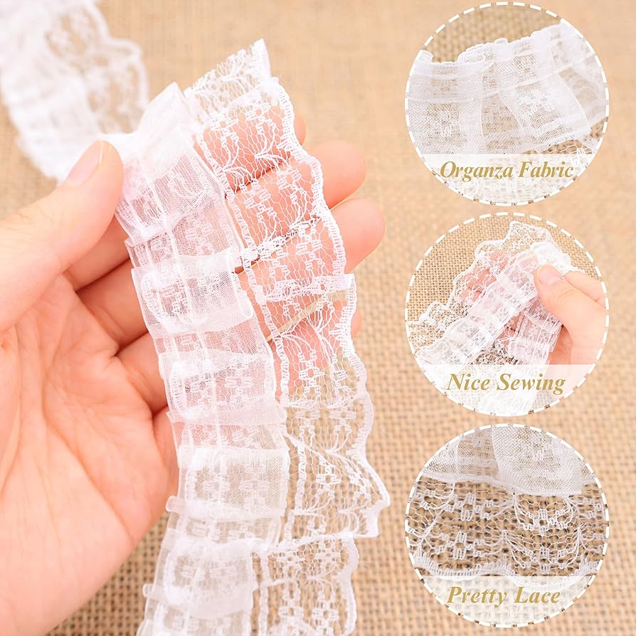 Amazon.com: White Lace Ruffle Trim for Crafts 1-5/8
