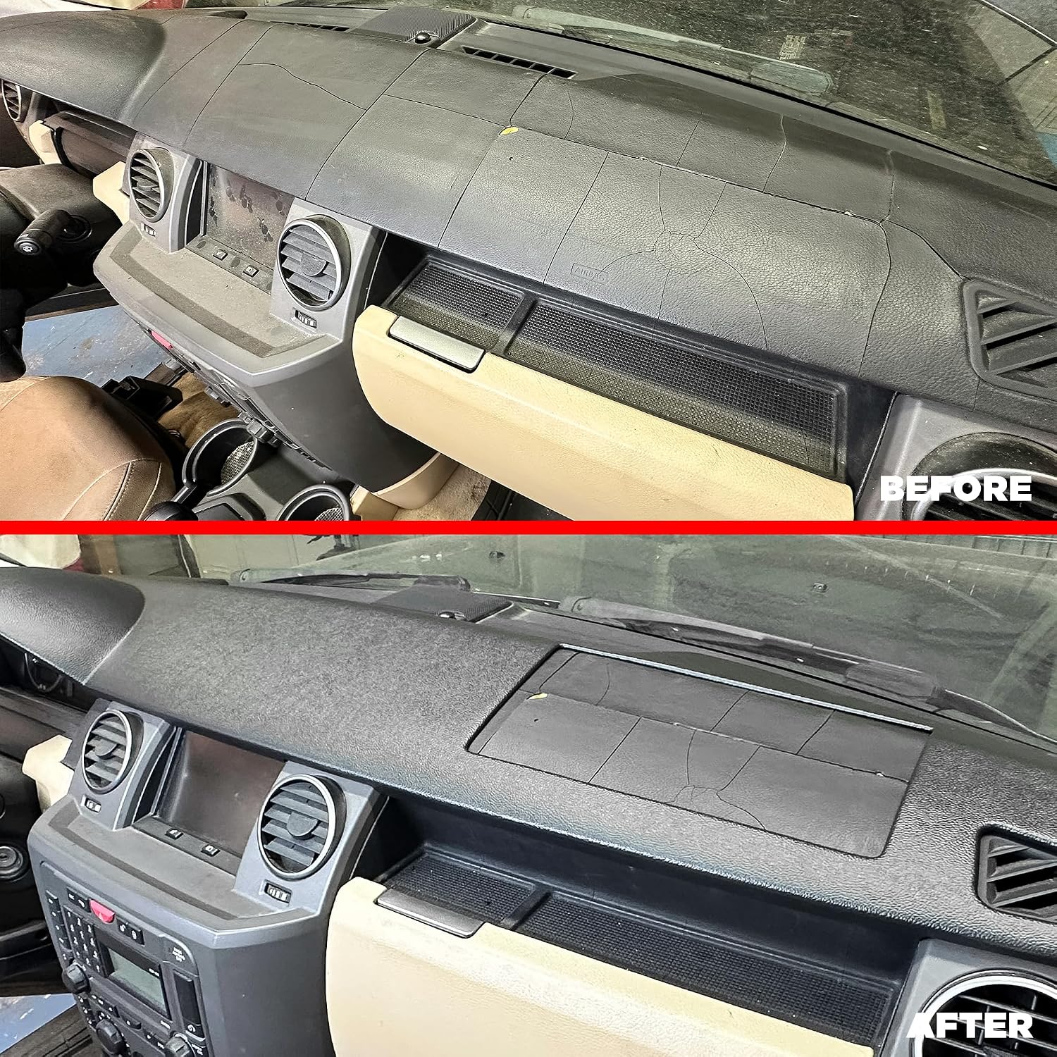 DashSkin Dash Cover Compatible with 2005-2009 Land Rover LR3 & 2006-2009 Range Rover Sport - Easy Cracked Dash Fix - Hard Molded Plastic Door Skin Cover