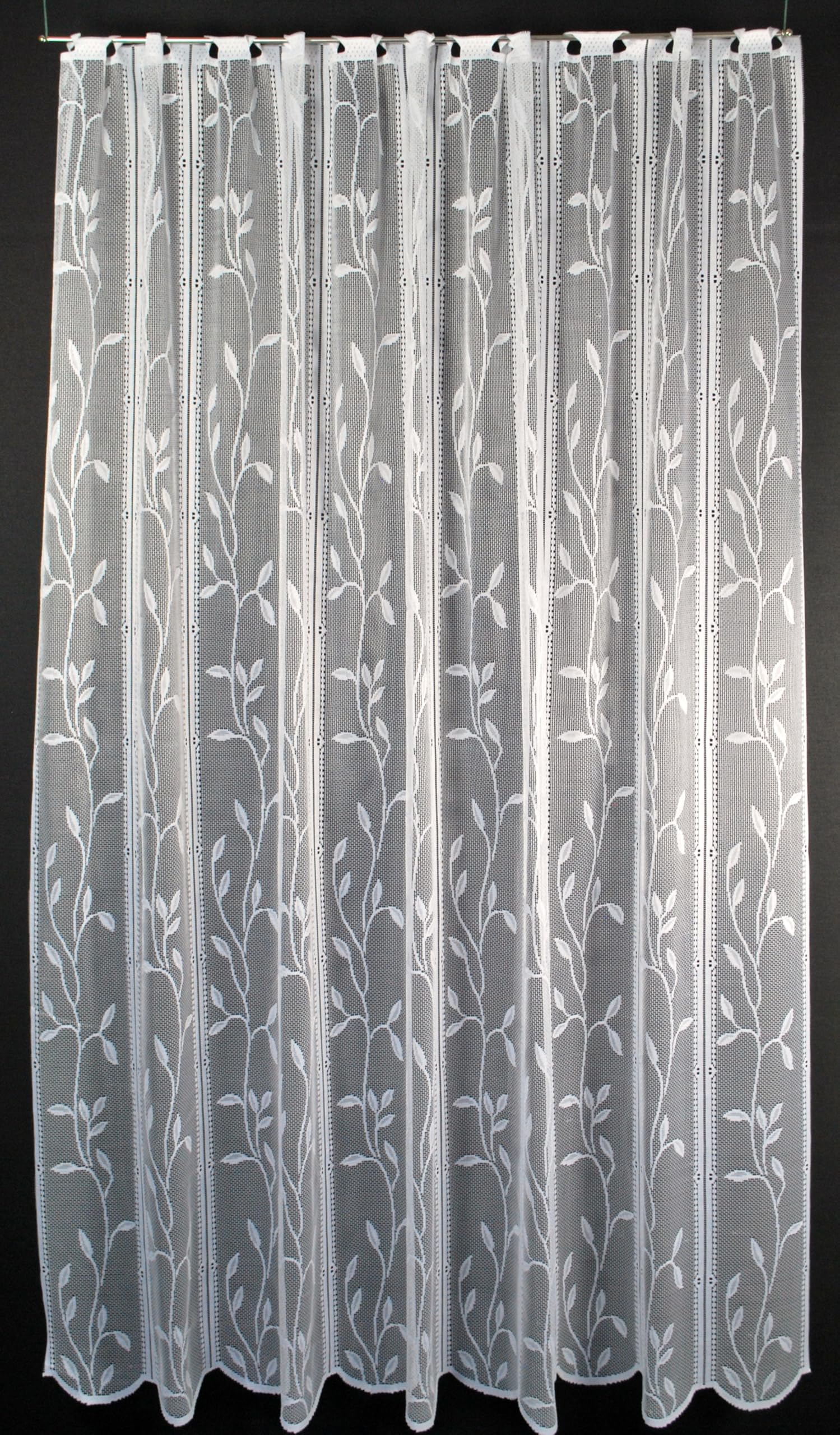 Scheibengardine Raffrollo Blätterranke 210x130,5 cm H/B Weiß Bistrogardine Vorhang Küche 1er Pack