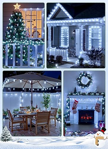 Miniatura 7 de Brightown Luces LED de Navidad C9 para exteriores, 99 pies, 150 luces LED C9 con 150 clips de resorte, luces de árbol de Navidad conectables