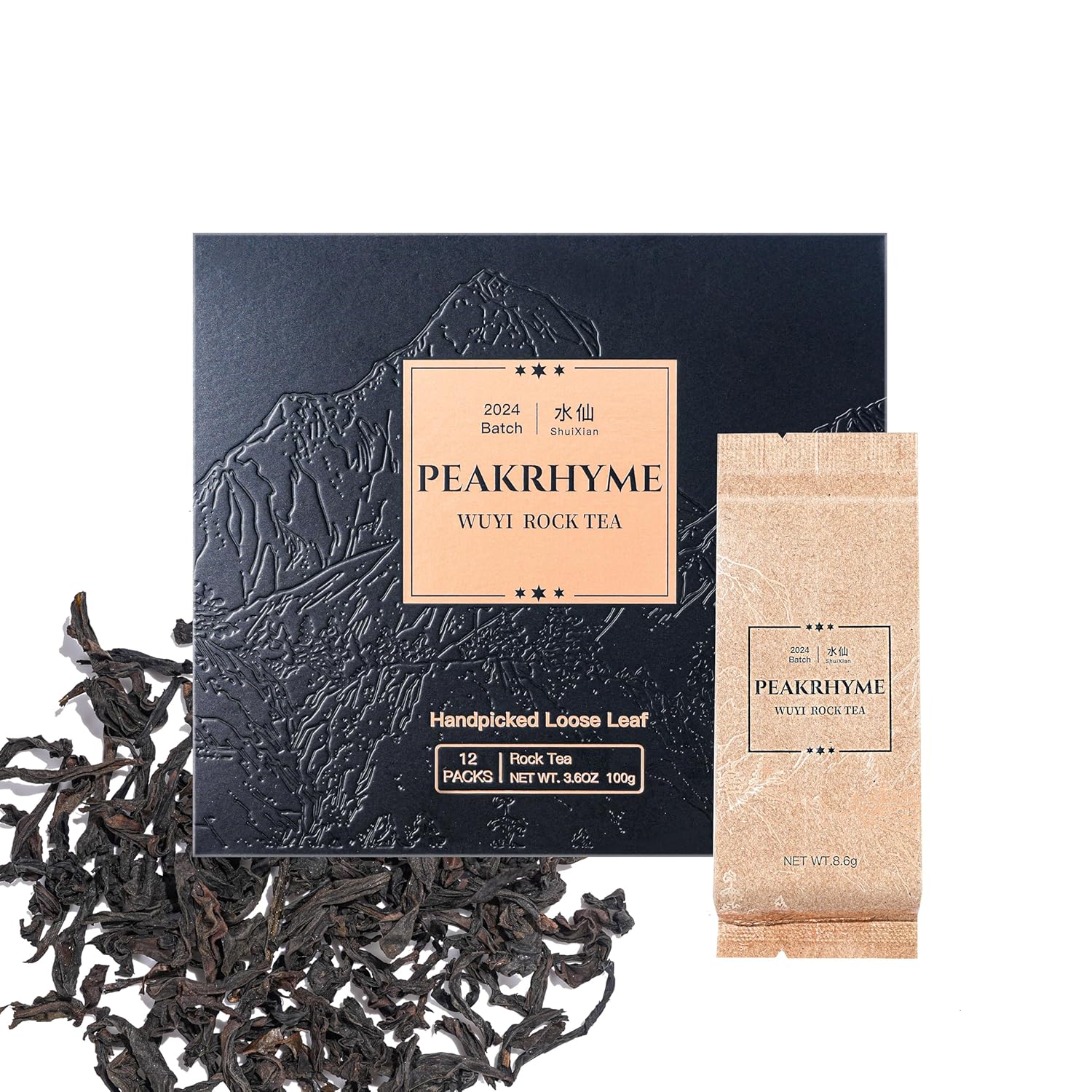PeakRhyme Handpicked Tea Gift Box, Oolong Tea, Loose Leaves, Wuyi Rock Tea, 2023 Batch ShuiXian, 5.2OZ (150g), 18 Packs