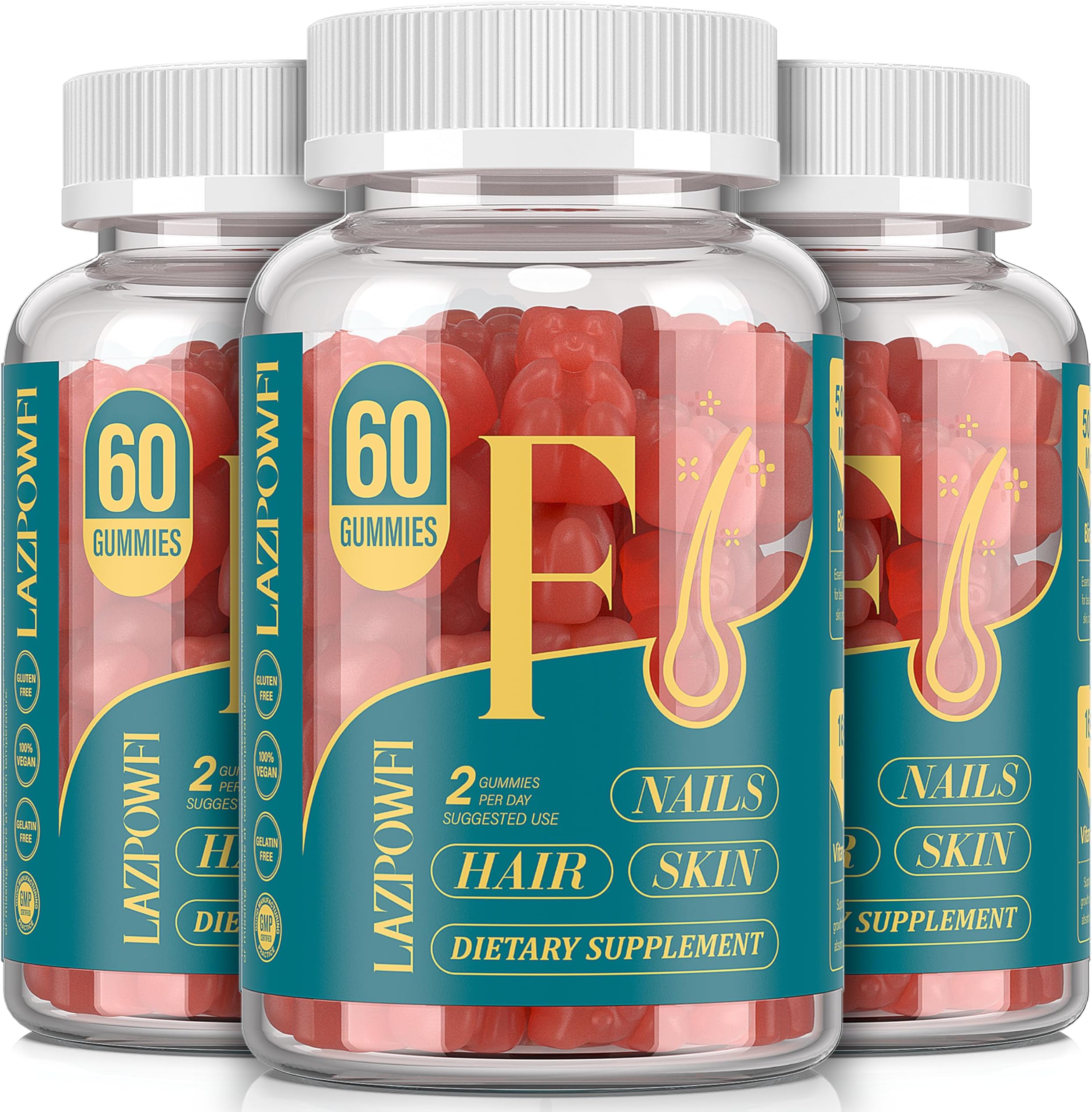 Biotin Gummies -Hair Skin and Nails Vitamins Vegan Vitamin B7, Supports Hair Growth and Stronger Nails for Men & Women 90 Day Supply-Strawberry