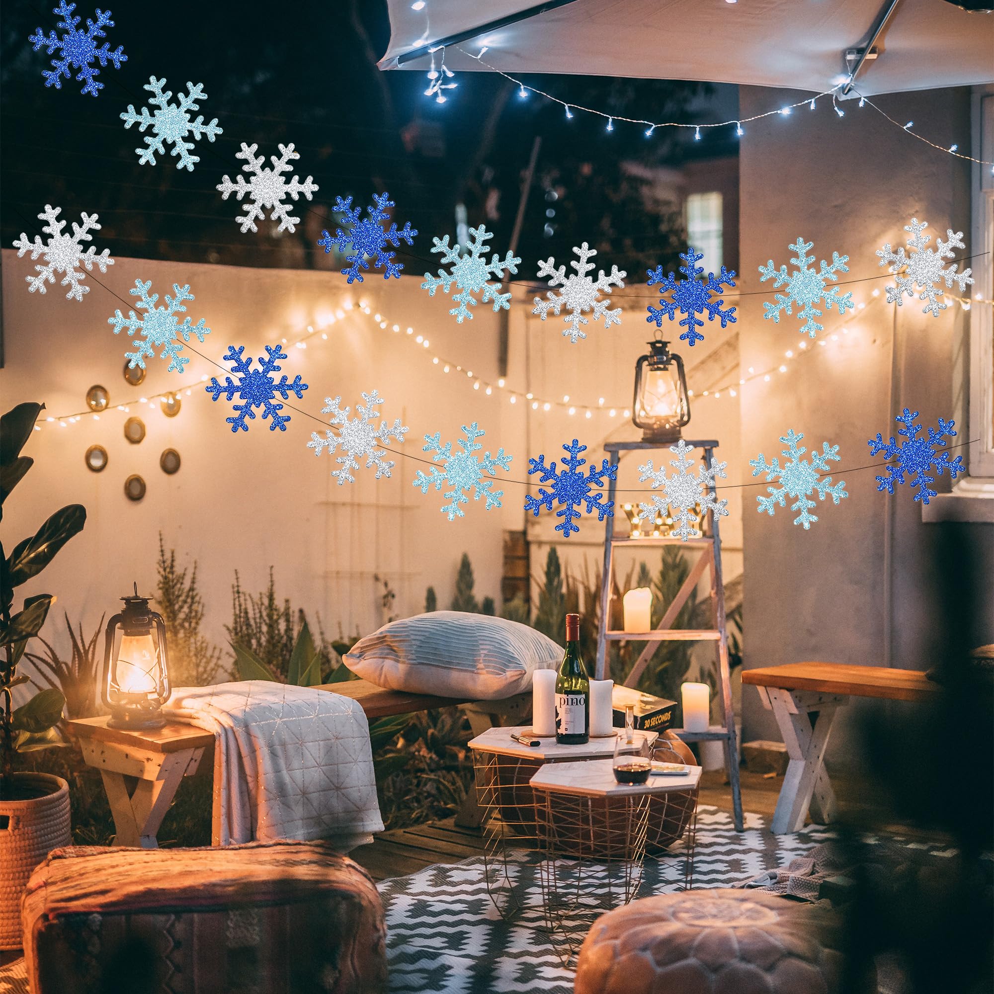 Winter-Schneeflocken-Dekorationen Zum Aufhängen, 30 Stück, Glitzernde Schneeflocken, Hängende Wirbel, Ornamente, Deckenschlangen Für Weihnachten