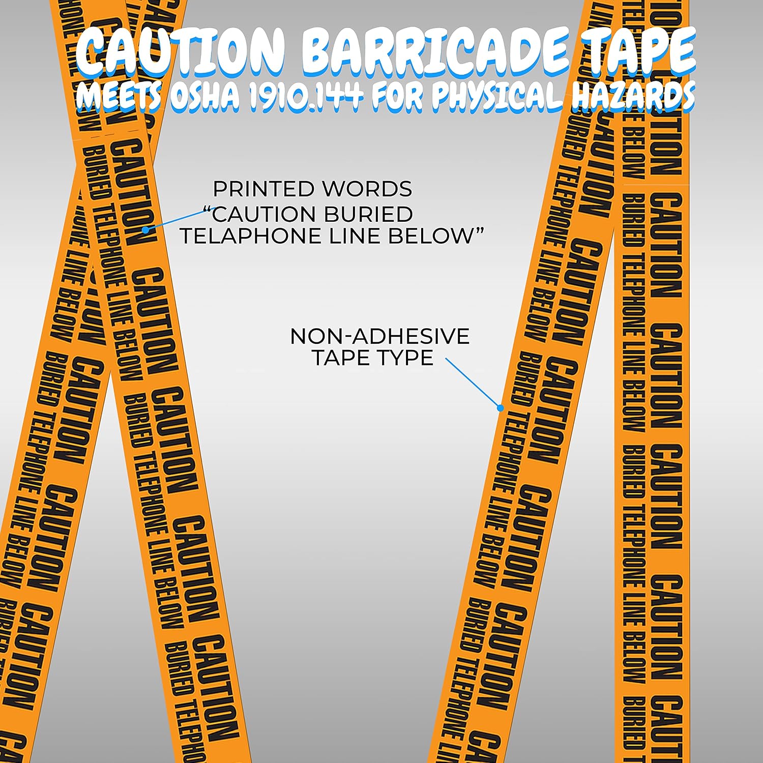 OhLectric Detectable Underground Warning Tape - 4 Mil Polyethylene Burial Tape - Indicates Underground Utility Lines - Resistance to Chemicals - Bright Orange Color - 3” x 1000’ - Pack of 2 - OL-42094