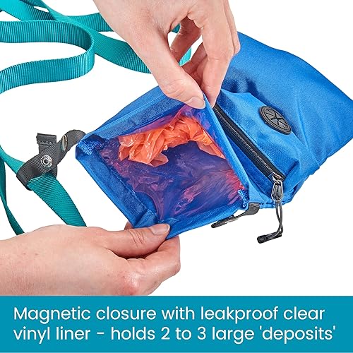 Miniatura 5 de High Road Soporte para bolsas de basura para perros con dispensador de bolsas de caca para perros, forro a prueba de fugas y banda reflectante para