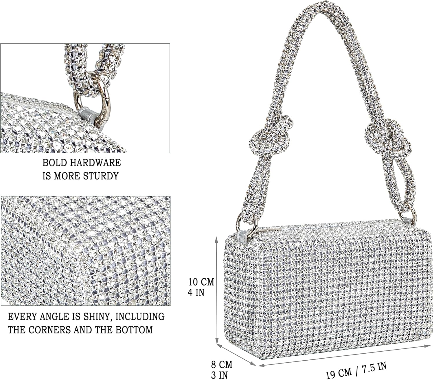BBTT.ful Rhinestone Evening Handbags Sparkling Crystal Purse Daily Casual Shoulder Bag