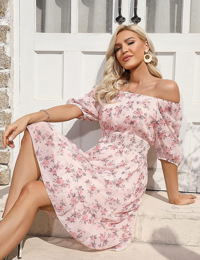 Amazon.com: KOJOOIN Women's Floral Print Square Neck Puff