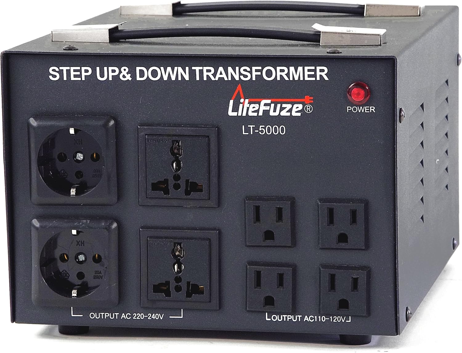 Super Deal Product LiteFuze LT-5000 5000 Watt Voltage Converter Transformer - Step Up/Down - 110V/220V - Circuit Breaker Protection [5-Years Warranty]