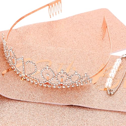 Miniatura 224 de CIEHER Juego de corona de cumpleaños 50 + banda de 50 y fabulosa banda + pin de perlas, tiara, regalos de 50, decoraciones para mujeres amigas