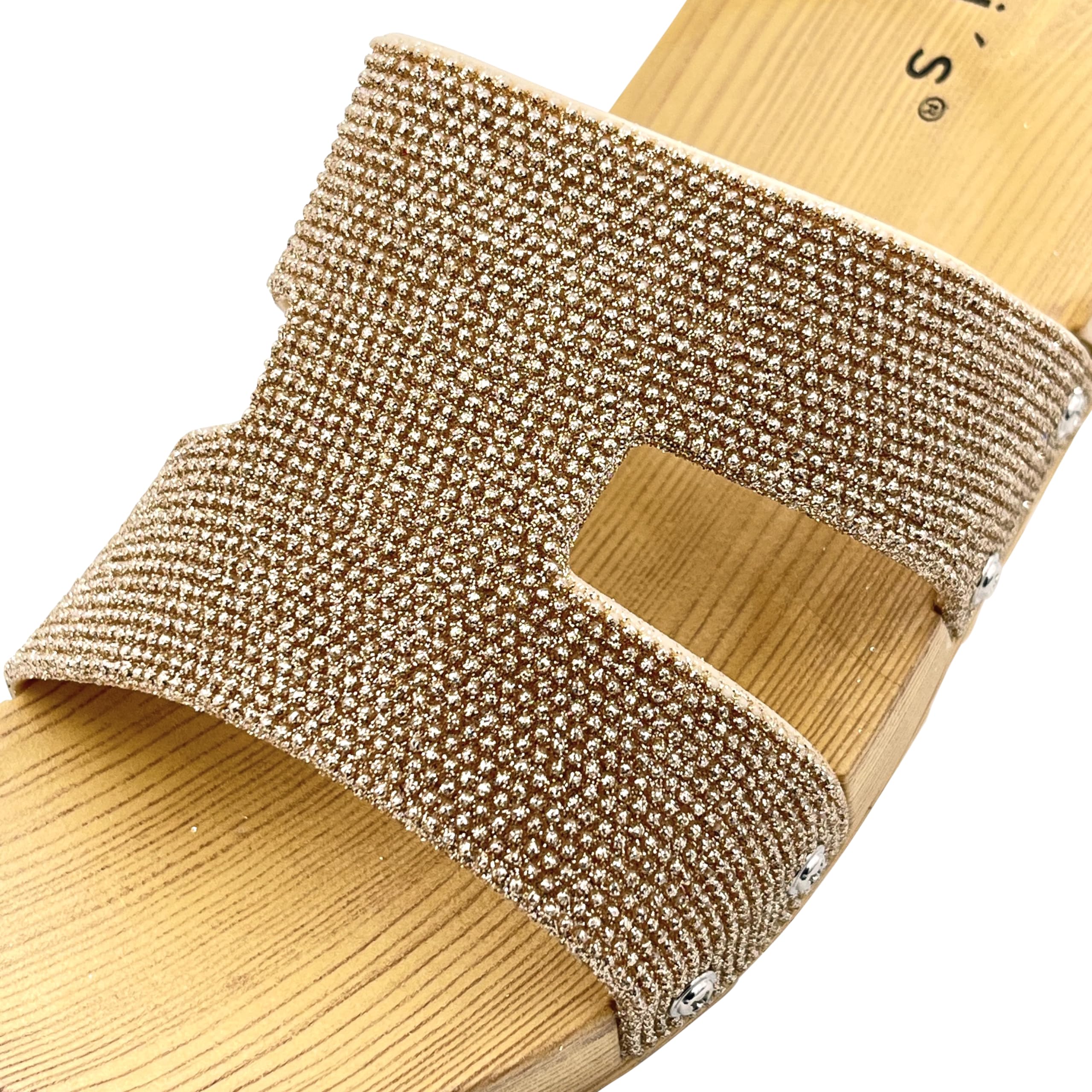 Siebi's - Badeschuhe Damen - Como - Badepantolette Glitzer mit Plateau-Sohle für Frauen - fällt klein aus