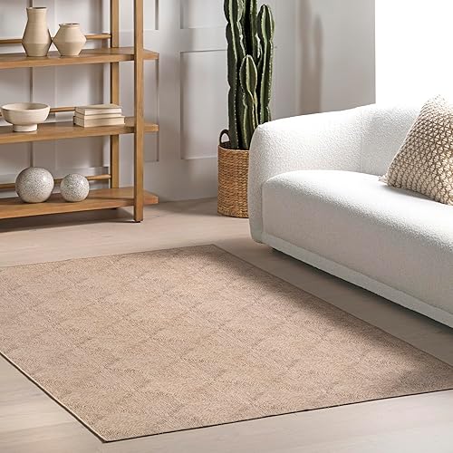 nuLOOM Joplin Trellis - Alfombra lavable a máquina para sala de estar, dormitorio, comedor, cocina, 8 x 10 pulgadas, color natural
