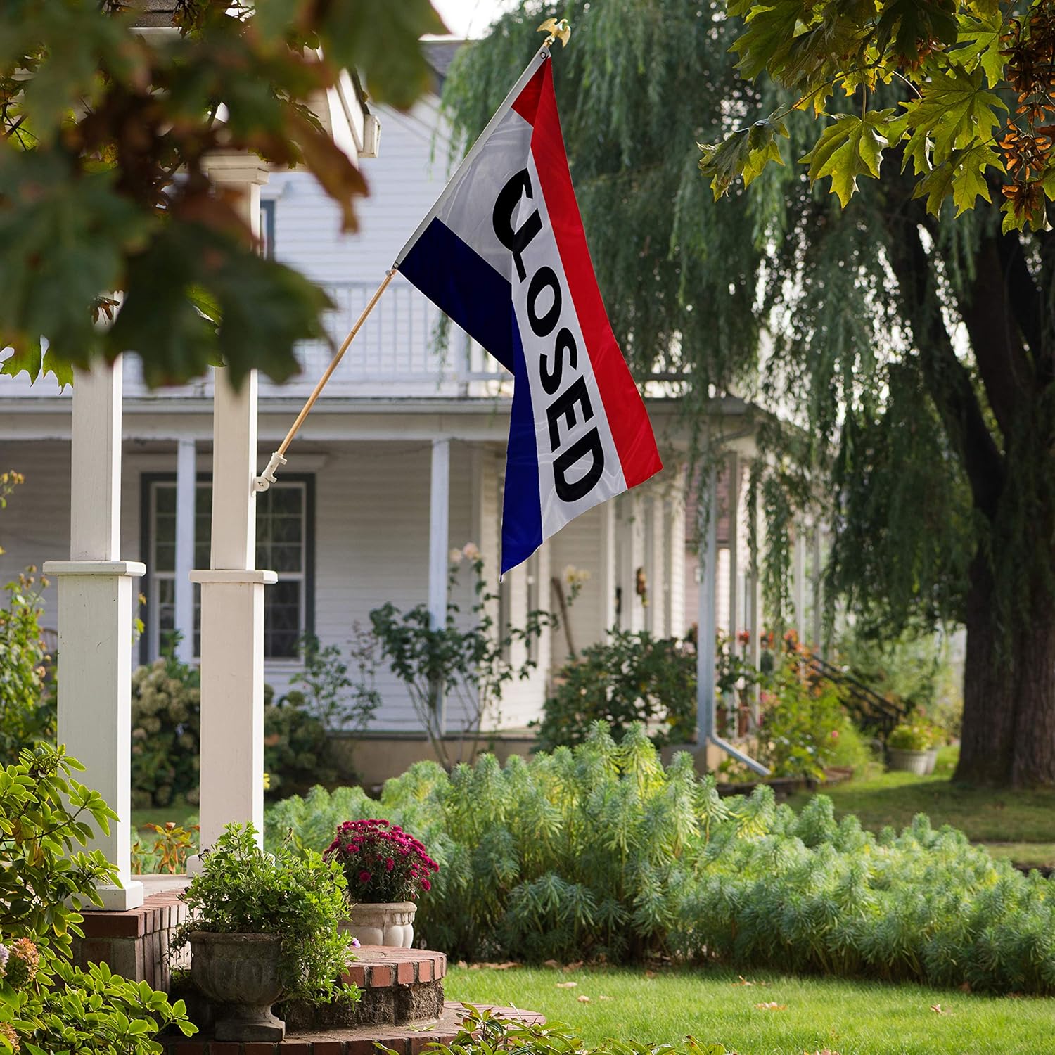 Vispronet 3ft x 5ft Closed Flag - Knitted Polyester with Canvas Header and 2 Metal Grommets - Single-Sided Print with 100% Visibility on Both Sides - Printed in the USA