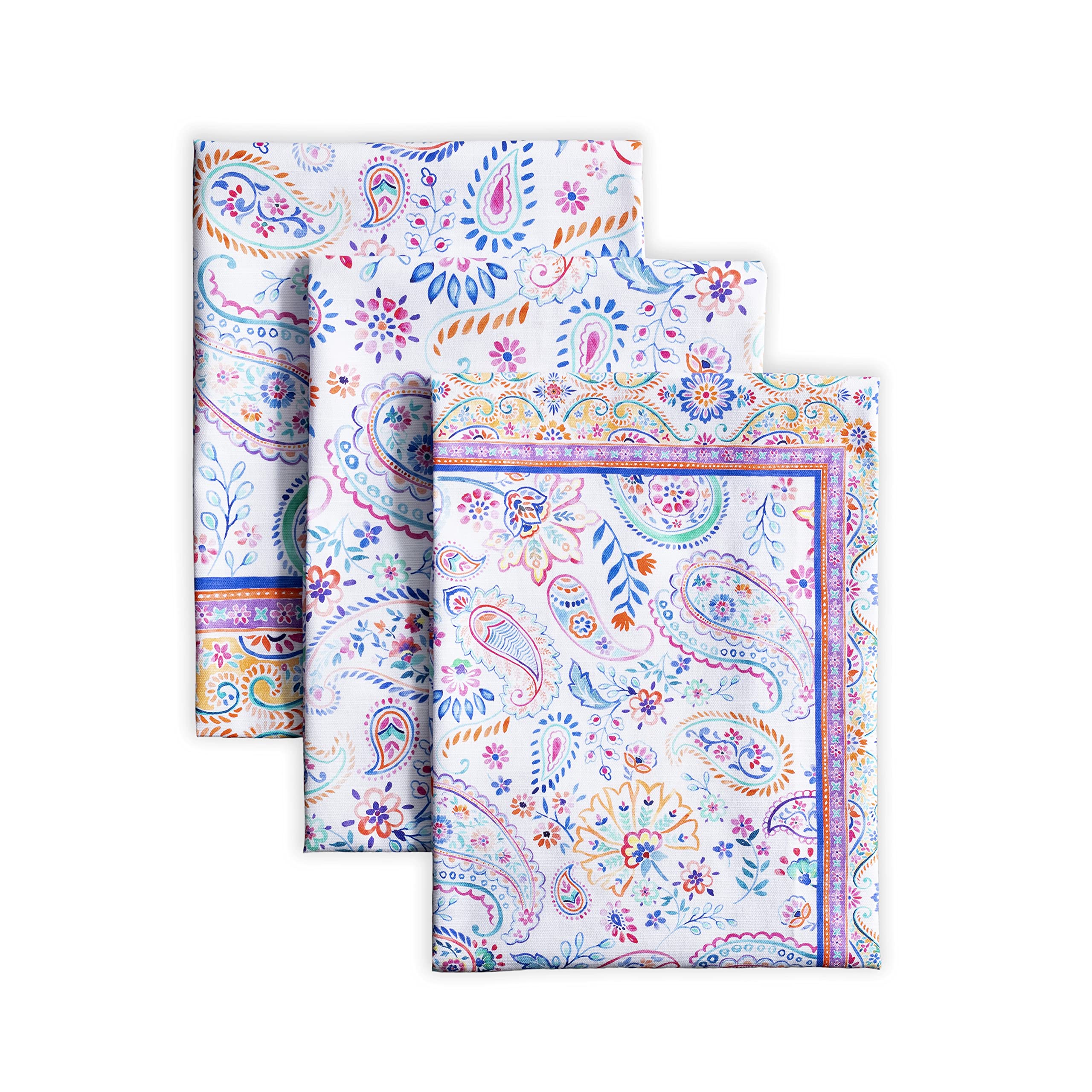 Maison d' Hermine Kitchen Towels Set of 3 100% Cotton 70 CM x 50 CM Reusable Cloth Tea Dish Towels Absorbent with Hanging Loop for Kitchen Dining Gifts for Mothers Day (Gourmand)