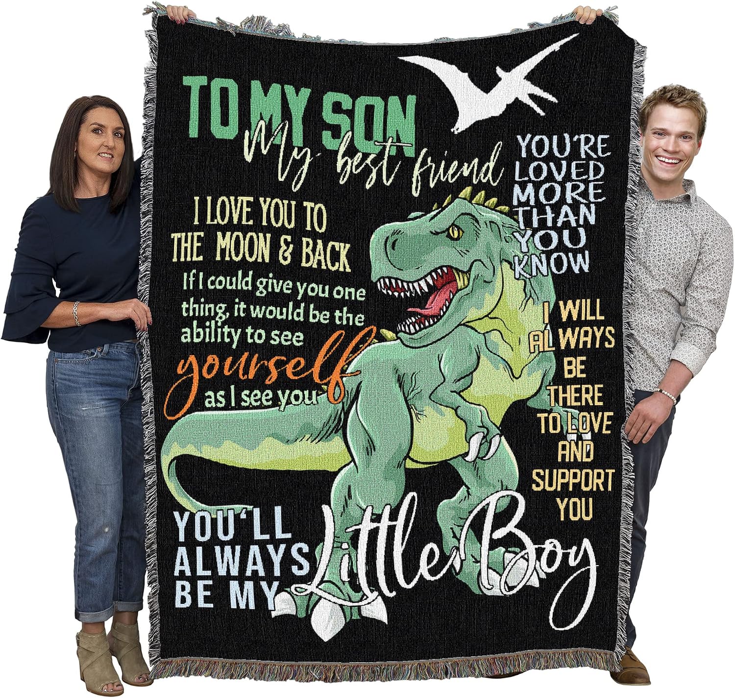 Pure Country Weavers Dinosaur to My Son Blanket - Dinosaur Gift Tapestry Throw Woven from Cotton - Made in the USA (72x54)