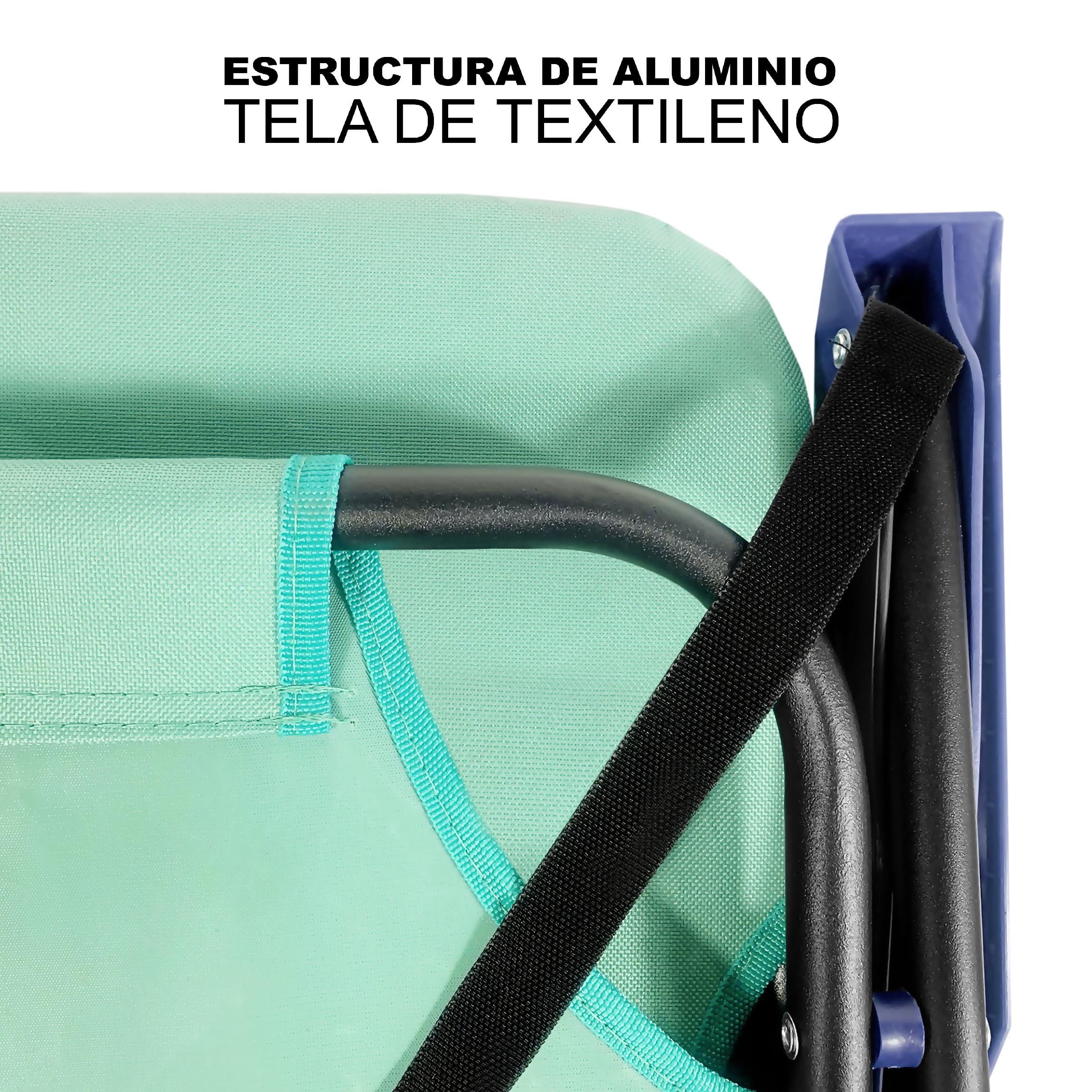 TIENDA EURASIA - Silla Playa Plegable | Pack 2 Sillas Playa | Ligera y Resistente | con Asa de Transporte | Color Azul y Turquesa | Medidas 54x54x25/63 cm | Peso Máximo 110 Kg