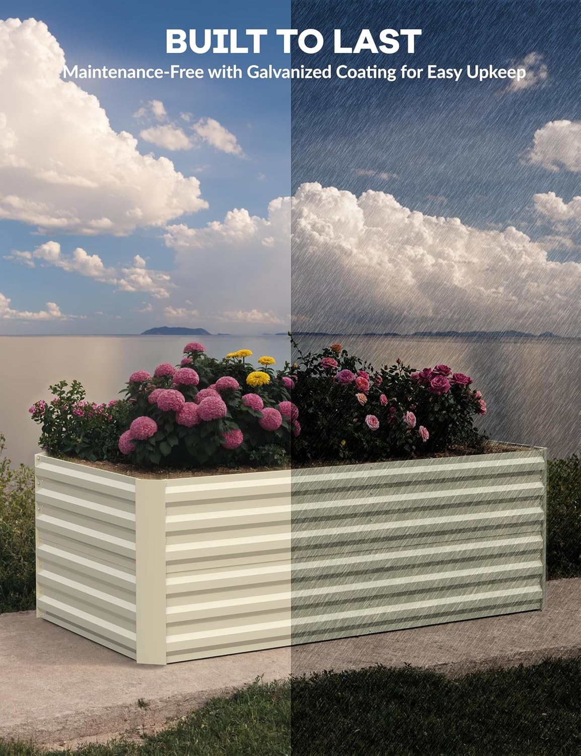 GarveeLife 2pcs 8x4x2 ft Galvanized Raised Garden Bed, 24" Tall Metal Planter Box for Flowers Vegetables, Rust-Resistant Raised Garden Beds for Gardening, Easy Assembly Outdoor Garden Box & Planters